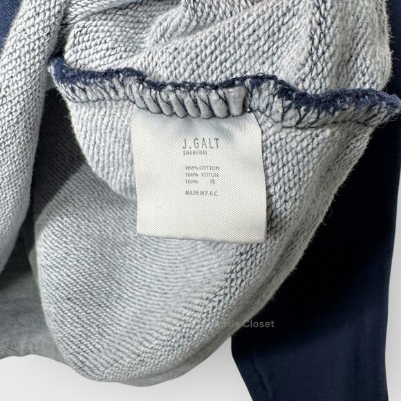 John Galt Brandy Melville Cropped Striped Sweatshirt | Navy Preppy Y2K Top - Picture 4 of 6